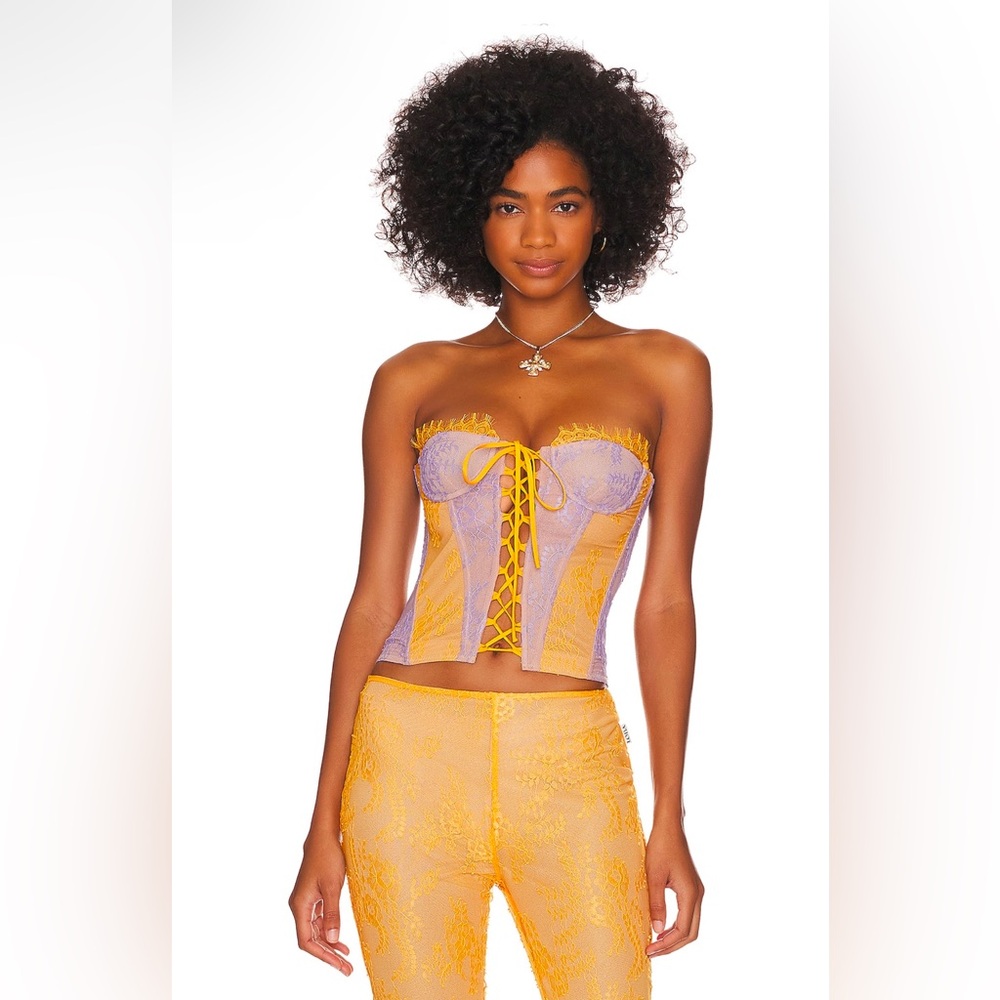 Loba Carmen Corset in Orange & Lilac - Size Small